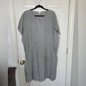 Eileen Fisher Hemp & organic cotton lagenlook striped dress relaxed fit | S